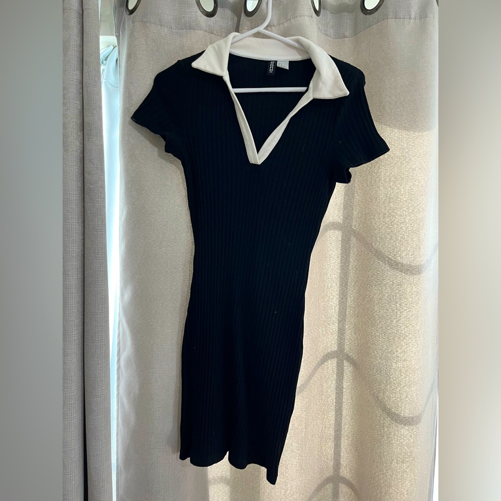 COPY - Black Dark Academia White Collar Dress